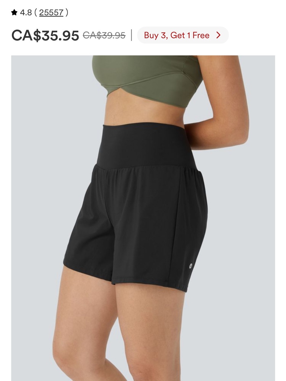 HALARA Black High-Waist Athletic Shorts